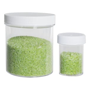 Clear Polystyrene Straight-Sided Jars with White Caps