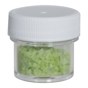 1/4 oz. Clear Polystyrene Straight-Sided Round Jar with 33/400 White Ribbed Cap with F217 Liner