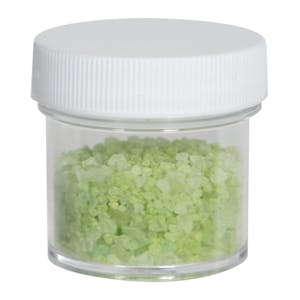 1 oz. Clear Polystyrene Straight-Sided Round Jar with 43/400 White Ribbed Cap with F217 Liner