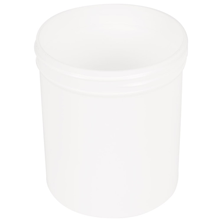 16 oz. White Polypropylene Straight-Sided Thick Wall Round Jar with 89/400 Neck (Cap Sold Separately)