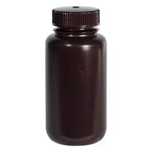 8 oz./250mL Nalgene™ Amber HDPE Wide Mouth Economy Bottle with 43mm Cap