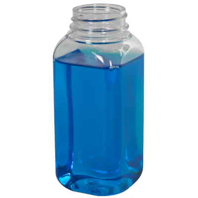 8 oz. Clear PET French Square Bottle with 38/400 Neck (Cap Sold Separately)