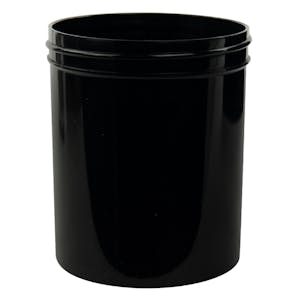 16 oz. Black Polypropylene Straight-Sided Round Jar with 89/400 Neck (Cap Sold Separately)