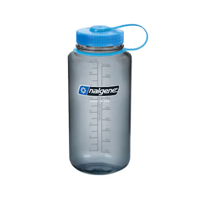 32 oz. Gray Wide Mouth Nalgene® Sustain Bottle with Blue Cap & Loop