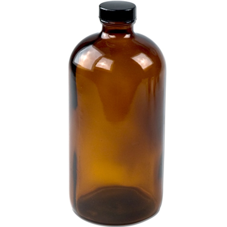 Amber Boston Round Glass Bottle with Cap