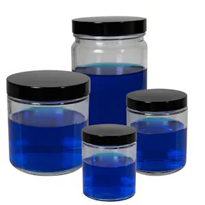 Straight-Sided Wide Mouth Glass Round Bottle with Cap