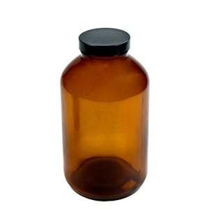 1 oz. Amber Glass Wide Mouth Packer Bottle with 28/400 P Cap - Case of 24
