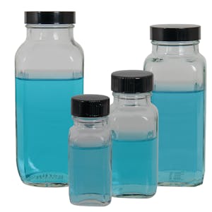 Wide Mouth French Square Glass Bottles with Caps