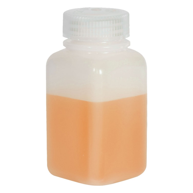 6 oz./175mL Nalgene™ Wide Mouth Polyethylene Square Bottle with 38mm Cap