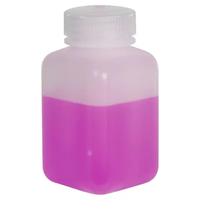8 oz./250mL Nalgene™ Wide Mouth Polyethylene Square Bottle with 43mm Cap