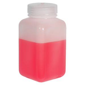 16 oz./500mL Nalgene™ Wide Mouth Polyethylene Square Bottle with 53mm Cap