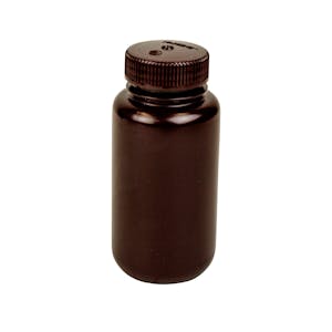 8 oz./250mL Nalgene™ Lab Quality Amber HDPE Wide Mouth Bottle with 43mm Cap
