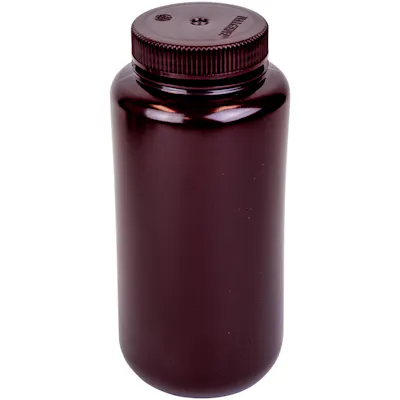 32 oz./1000mL Nalgene™ Lab Quality Amber HDPE Wide Mouth Bottle with 63mm Cap