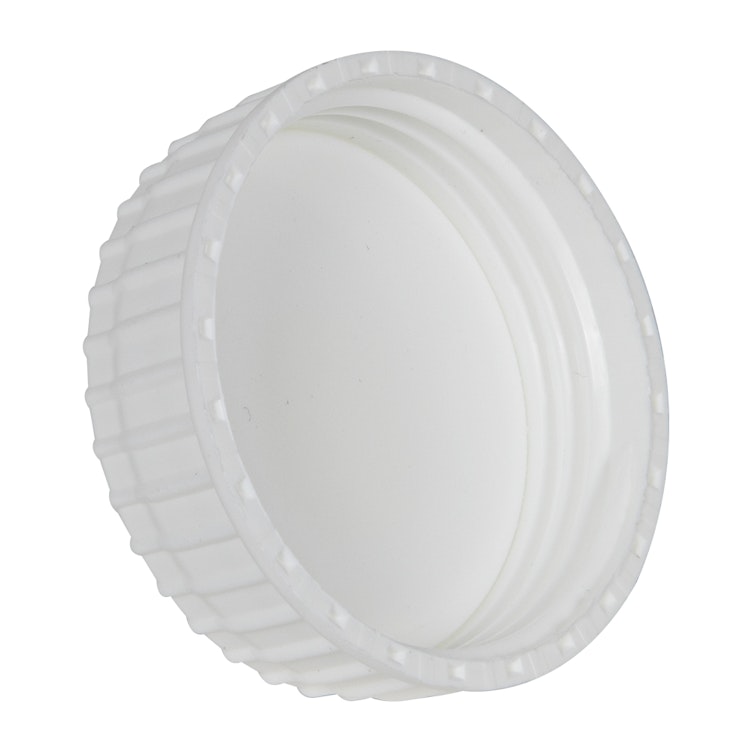 63mm White Polypropylene Rieke® Cap with Foam Liner