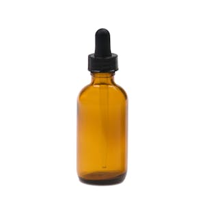 1 oz. Amber Glass Bottle with 20/400 Black Dropper Cap with Plastic Pipette