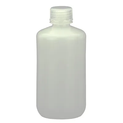 250mL Narrow Mouth Natural HDPE Reagent Bottle with 24/415 Polypropylene Cap - Package of 12