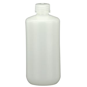 500mL Narrow Mouth Natural HDPE Reagent Bottle with 28/415 Polypropylene Cap - Package of 12