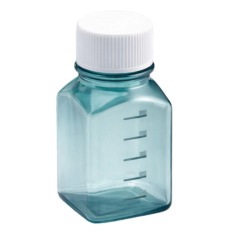125mL Sterile Square Nalgene™ Polycarbonate Biotainer™ Bottle with 38mm Cap - Case of 50