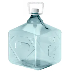 10 Liter Sterile Square Nalgene™ Polycarbonate Biotainer™ Bottle with Handle & 48mm Cap - Case of 2