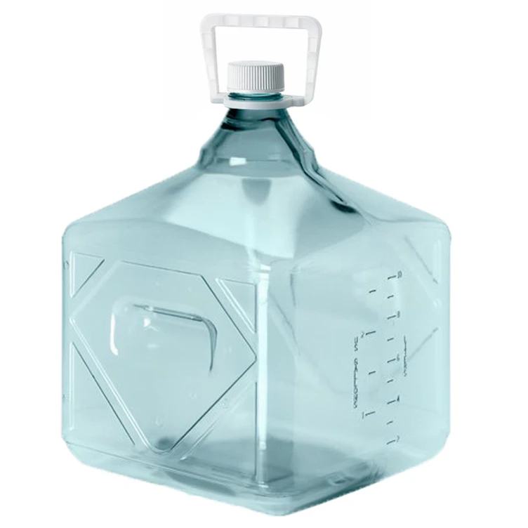 10 Liter Sterile Square Nalgene™ Polycarbonate Biotainer™ Bottle with Handle & 48mm Cap - Case of 2