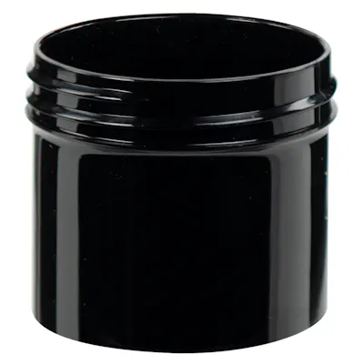 2 oz. Black Polypropylene Straight-Sided Thick-Walled Round Jar with 70/400 Neck (Cap Sold Separately)