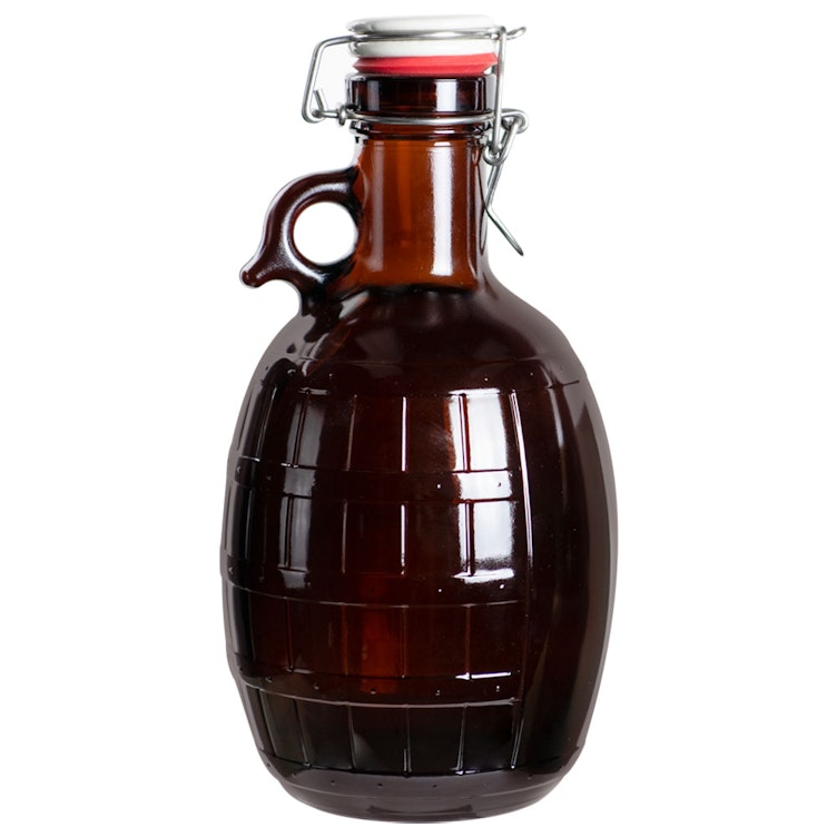 2 Liter Growler Amber Glass Barrel Bottle with Closure