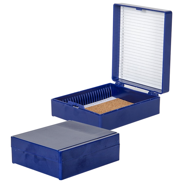 25 Slide Blue ABS Storage Box with Hinged Lid