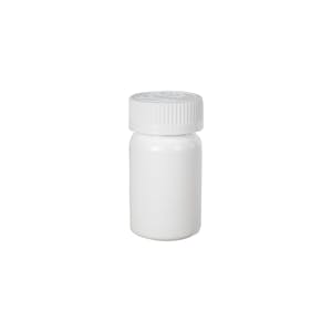 50cc/1.7 oz. White HDPE Packer Bottle with 33/400 White Ribbed CRC Cap with F217 Liner