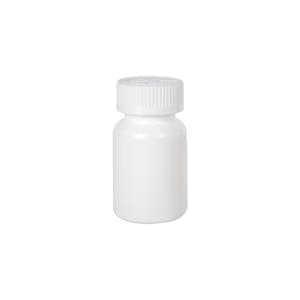 75cc/2.5 oz. White HDPE Packer Bottle with 33/400 White Ribbed CRC Cap with F217 Liner