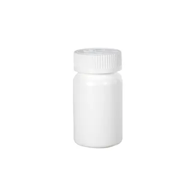 100cc/3.4 oz. White HDPE Packer Bottle with 38/400 White Polypropylene Ribbed CRC Cap with F217 Liner