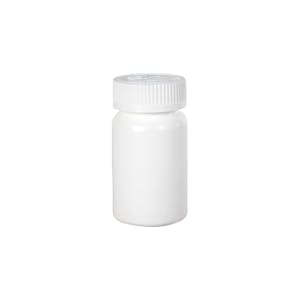 100cc/3.4 oz. White HDPE Packer Bottle with 38/400 White Ribbed CRC Cap with F217 Liner