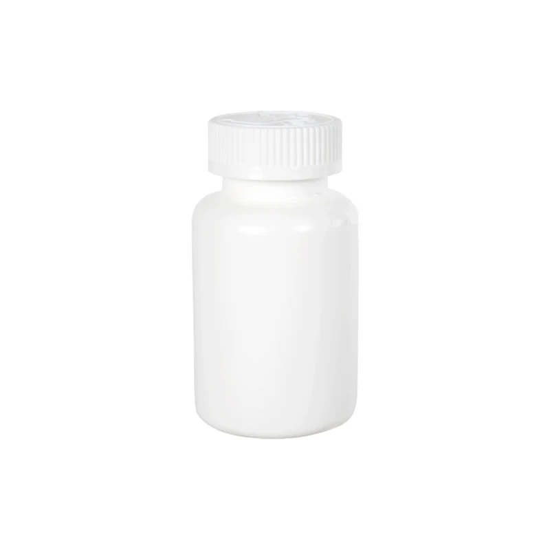 175cc/5.9 oz. White HDPE Packer Bottle with 38/400 White Polypropylene Ribbed CRC Cap with F217 Liner
