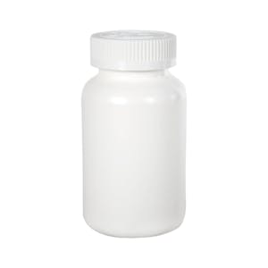 275cc/9.3 oz. White HDPE Packer Bottle with 45/400 White Ribbed CRC Cap with F217 Liner