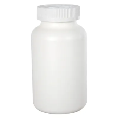 500cc/16.9 oz. White HDPE Packer Bottle with 53/400 White Polypropylene Ribbed CRC Cap with F217 Liner