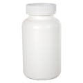 500cc/16.9 oz. White HDPE Packer Bottle with 53/400 White Ribbed CRC Cap with F217 Liner