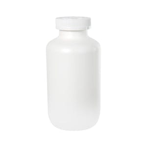 625cc/21.1 oz. White HDPE Packer Bottle with 53/400 White Ribbed CRC Cap with F217 Liner