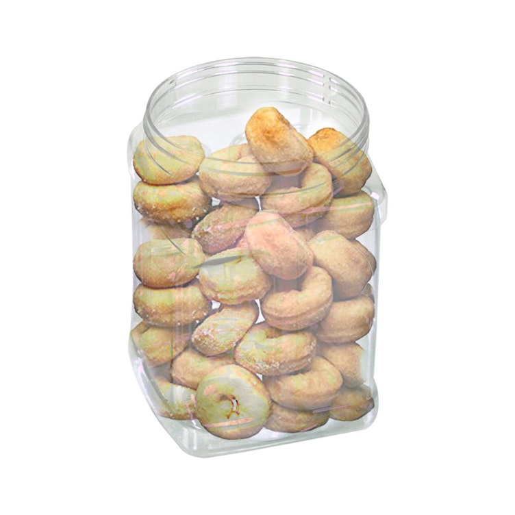 Clear Plastic Square Pinch Grip Storage Jar (16 oz.)