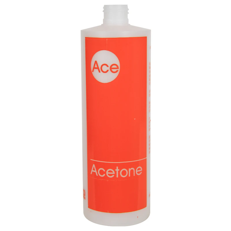 16 oz. Natural HDPE Cylinder Bottle with 24/410 Neck & Red "Acetone" Embossed (Cap sold Separately)