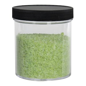 16 oz. Clear Polystyrene Straight-Sided Round Jar with 89/400 Black Ribbed Cap with F217 Liner