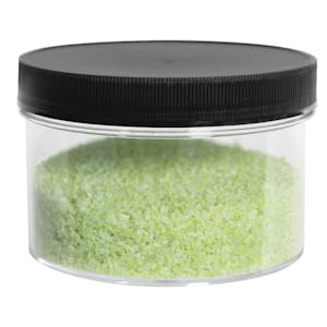 24 oz. Clear Polystyrene Straight-Sided Round Jar with 120/400 Black Ribbed Cap with F217 Liner