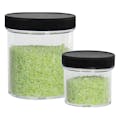 4 oz. Clear Polystyrene Straight-Sided Round Jar with 53/400 Black Ribbed Cap with F217 Liner