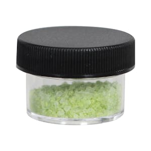 1/2 oz. Clear Polystyrene Straight-Sided Round Jar with 43/400 Black Ribbed Cap with F217 Liner