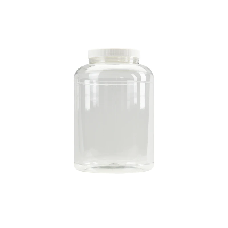 225 oz. Clear PET Round Jar with Label Panel & 120/400 White Ribbed Cap with F217 Liner