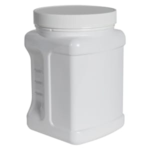 64 oz. White PET Square Pinch Grip-It Jar with 120/400 White Ribbed Cap with F217 Liner