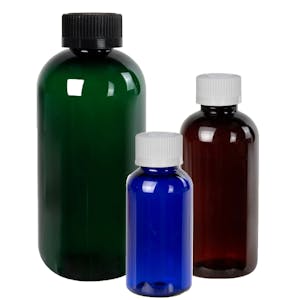 PET Traditional Boston Round Bottles with CRC Caps