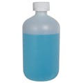 16 oz. Natural HDPE Boston Round Bottle with 24/400 White Ribbed CRC Cap with F217 Liner