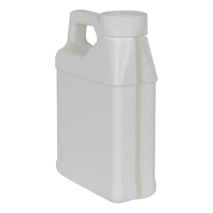 16 oz. White HDPE F-Style Jug with Window Strip & 33/400 White Ribbed CRC Cap with F217 Liner