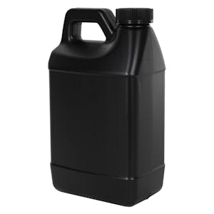 64 oz. Black HDPE F-Style Jug with 38/400 Black Ribbed CRC Cap with F217 Liner