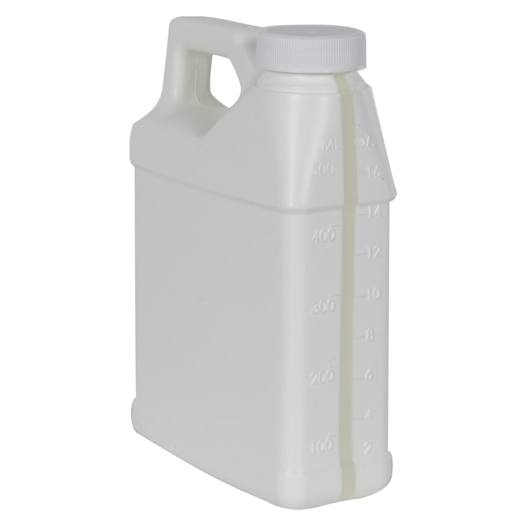 16 oz. White HDPE F-Style Jug with Window Strip & 33/400 White Ribbed Cap with F217 Liner