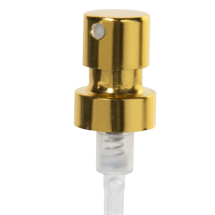 15mm Gold/Natural Metal/Polypropylene Pump for Perfume Bottle - 0.08mL Output